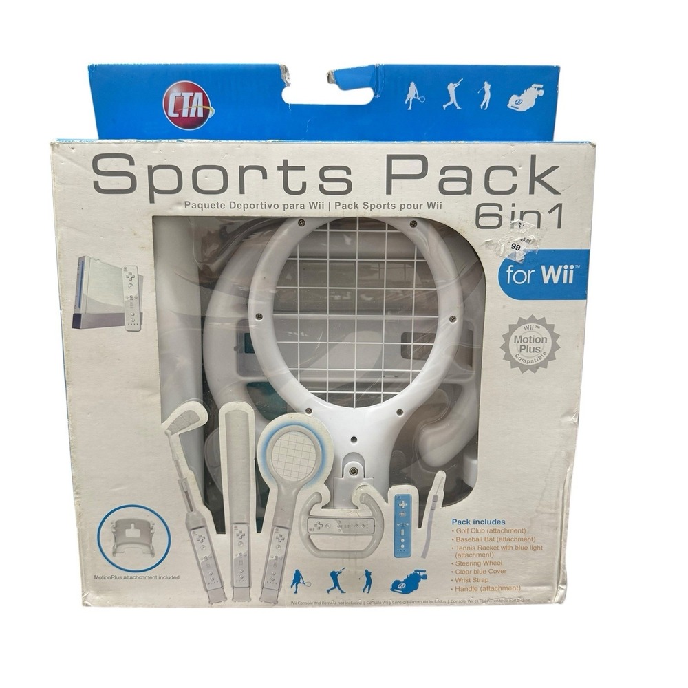 Nintendo Wii Sports Accessory Pack 6 in 1 by CTA Tennis, Golf, Racing, Baseball